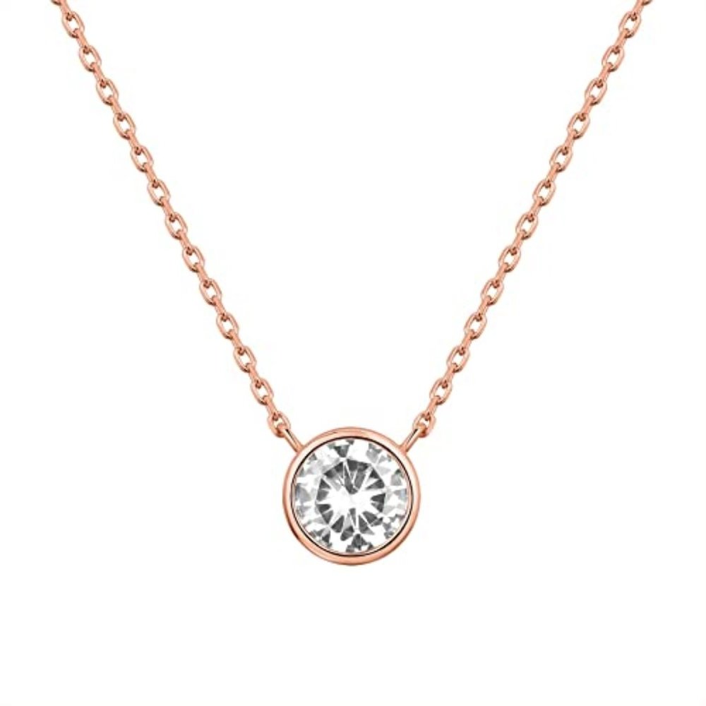 Nordstrom Cubic Zirconia 14K Yellow Gold Plated Bezel Solitaire Necklace